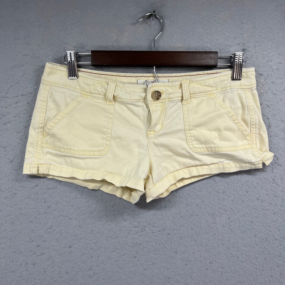 Hollister Shorts Womens 1 Yellow Low Rise Stretch Chino Casual Beach Preppy